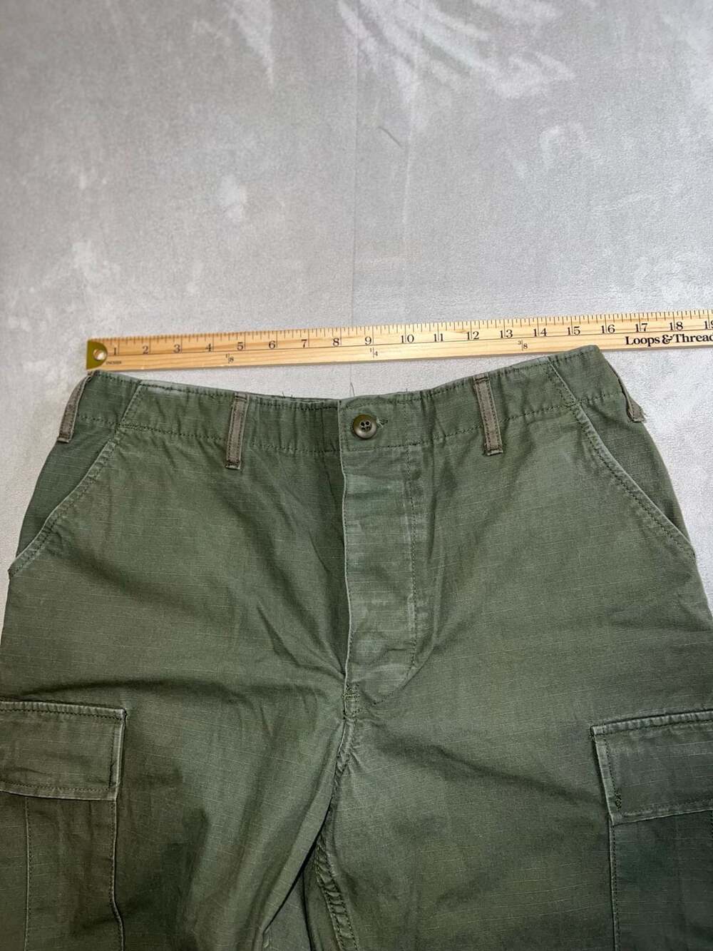 US Military Vintage Cargo Pants Green Olive Ripstop - Picture 3 of 10